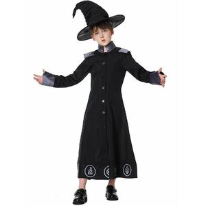 Costume de sorcier pour enfants, robe noire à manches longues avec chapeau, ensemble de tenue de cosplay pour Halloween, âge 8-13 ans - Product Image 3