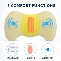 Bantal Pijat Getar Pemanas Portabel Warna Kuning dengan Dua Kantung Udara, Kabel USB, Timer 15 Menit untuk Punggung, Pinggang, dan Duduk