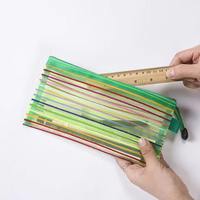Stockage de papeterie scolaire sac à fermeture éclair en maille colorée étui à crayons transparent sac de rangement sac à documents étui à crayons étudiant