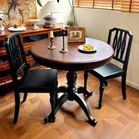 Table à manger extensible en bois massif de style français, table ronde rétro américaine pour petit appartement, table à manger pliante pour salon