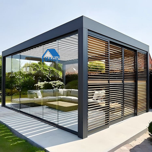 Pergola moderne en aluminium avec toit à lames orientables, imperméable, <span class=keywords><strong>pour</strong></span> patio et véranda, pavillon en aluminium résistant aux intempéries - Product Image 2