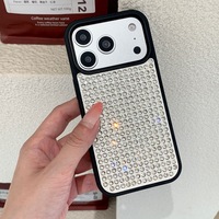Coque de téléphone élégante en TPU doré, protection intégrale 360°, couleur unie, ornée de diamants, style minimaliste et moderne pour 17/16 Pro Max