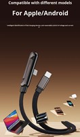 Câble de charge 2-en-1 avec support, Type C PD 240W, tressé en nylon, coudé à 180 degrés, charge rapide, câble de données plat pour smartphones Android