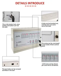 Sistema completo de alarma contra incendios, Panel de alarma de bomberos, 8/16 Zone