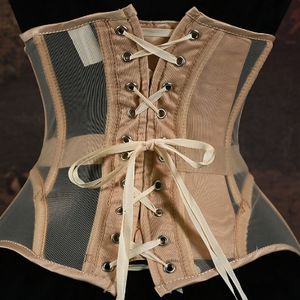 French Vintage Breathable Mesh <b>Corset</b> Waist Cincher 12 Steel <b>Boned</b> Underbust Body Shaper for Women Transparent Bustier - Product Image 6