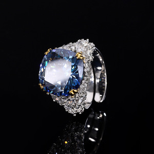 Anillo Cuadrado Retro de Alta Gama 2024, Chapado en Oro sobre Cobre, con Simulación de Corindón, Corte Nido de Pájaro, para Mujer, 14*14 - Product Image 3