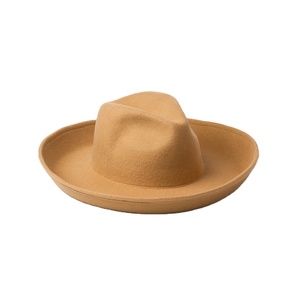 New Style Hot Sell Fashion Wide Brim Wool Felt Roll up Brim <strong>Fedora</strong> <strong>Hat</strong> up <strong>Mens</strong> Wool <strong>Hats</strong> - Product Image 1