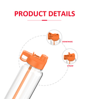 Bouteille d'eau en plastique de grande capacité rechargeable avec logo personnalisé de grande valeur avec paille et couvercle rabattable