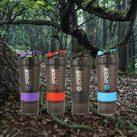 Shaker à protéines en plastique écologique de 550 ml avec paille rabattable, compatible lave-vaisselle, pour les voyages
