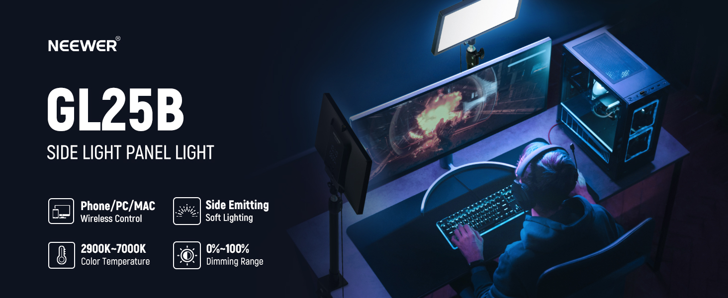 RALENO RGB Streaming Key Light s dálkovým ovládáním, vestavěné