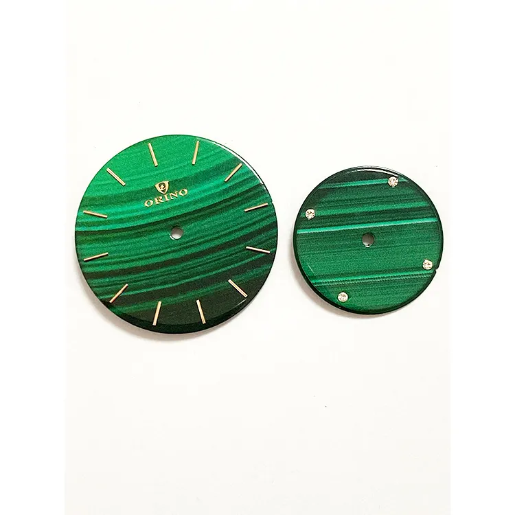 OEM Factory Hot Sale 3D Printing Sticker Gemstone Watch Face Malachite Dial with Genuine Indexes