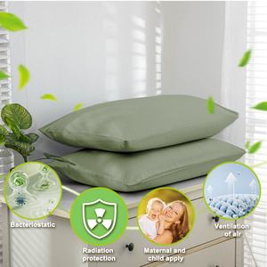 Taie d'oreiller en fibre d'argent brodée pour protection contre les radiations et mise à la terre, en coton biologique, écologique, pour un sommeil sain à la maison - Product Image 1