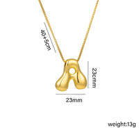 Collier pendentif en acier titane plaqué or 18 carats, motif bulle brillante, version Q mignonne, 26 lettres anglaises, pour le marché international