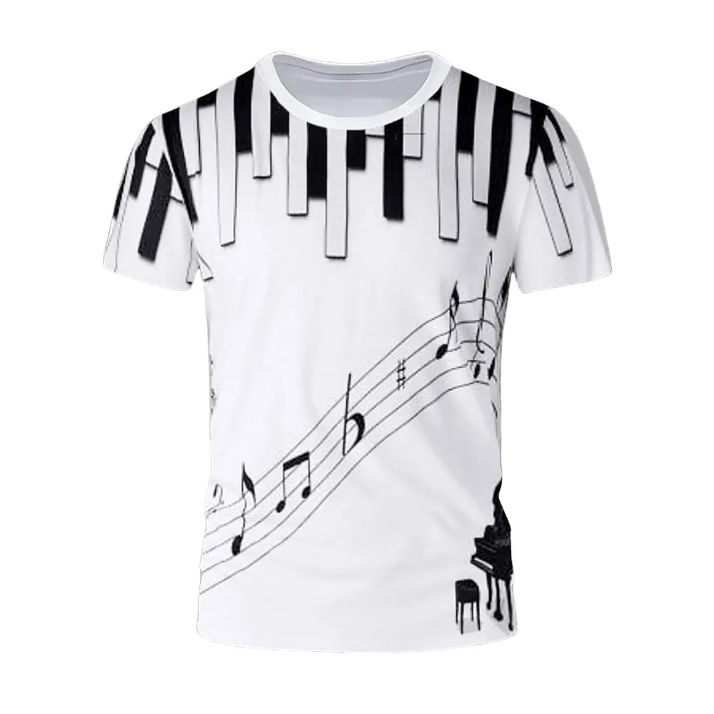 Muzieknoten T-Shirt Mannen/Vrouwen Mode Streetwear 3d Piano Print Korte Mouw Plus Size Zomer Kleding T-Shirt