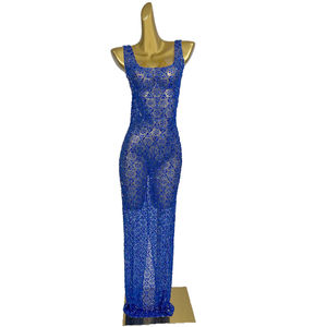 Sexy cuello cuadrado cristal strass vestidos de cóctel vestido de cena largo vestido de tubo mujeres hasta el suelo fiesta vestido de noche - Product Image 1