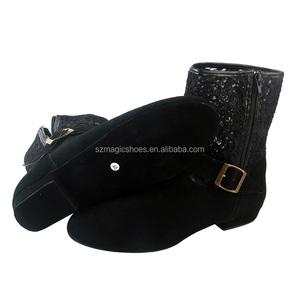 <span class=keywords><strong>Stivali</strong></span> da ballo in pelle scamosciata nera di alta qualità da donna in pelle scamosciata Sole Swayd France Line da ballo estivi con tacco basso - Product Image 1