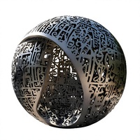 Grande sculpture circulaire abstraite creuse en acier inoxydable, finition miroir étanche, œuvre d'art métallique en forme d'anneau pour parcs, lacs, villas et aménagements aquatiques