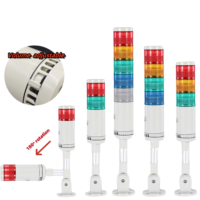 180 Degree Rotation Multi-layer LED signal Tower Stack Warning Light with Buzzer Emergency Siren Indicator Light for CNC Machine