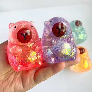Creative Capybara <b>Squishy</b> Squeeze Water Piggy Anxiety Relief Stress-Relief Decompression Plastic Gold Powder Molasses Party Toy - Product Image 3