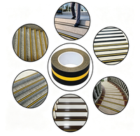 Ruban antidérapant lumineux jaune, centre noir mat, bande de sécurité pour marches d'escalier, adhésif haute adhérence résistant à l'usure pour sols