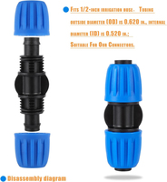 Excellent raccord droit à verrouillage rapide bleu 1/2 po pour l'irrigation, connecteur d'irrigation pour ferme et jardin, tuyau PE 16 mm pour l'arrosage