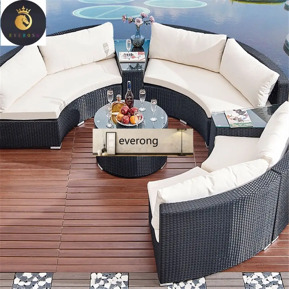 aluminum circle garden white two piece lounge set suite sofa set living room furniture sectional sofa with round corner