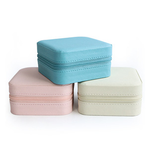 2026 High-end Factory Custom Logo Simple Square PU Zipper Jewelry Storage & Organizer Travel Box - Product Image 3