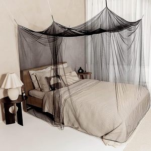 Dosel <span class=keywords><strong>de</strong></span> Cama Cuadrado Doble Plegable Negro con 4 Postes, Decorativo Estilo <span class=keywords><strong>Princesa</strong></span>, 100% Poliéster, Mosquitera Grande para Dormitorio Interior y Camping - Product Image 2
