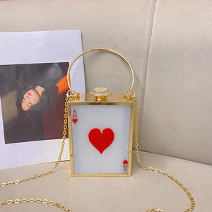 Las Vegas Poker Card Ppics Ace Borsa a tracolla da <span class=keywords><strong>donna</strong></span> morbida borsa da sera pochette con struttura in metallo con cerniera per la notte - Product Image 4