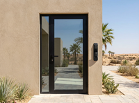 Porte coulissante intelligente avec clavier, verre trempé, double vitrage rempli d'argon, cadre en aluminium, style chinois, sur mesure