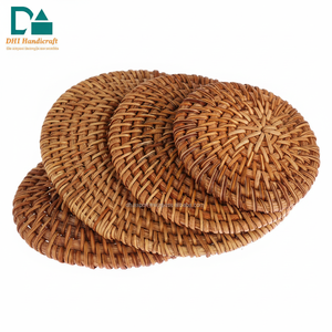 Juego de decoración de mesa de mimbre bohemio de ratán para boda, manteles individuales, decoración de pared de ratán Natural, manteles individuales en forma de flor al por mayor - Product Image 1