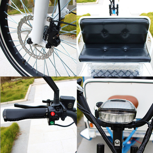 Exótico 3 ruedas eléctrico <span class=keywords><strong>Pedicab</strong></span> <span class=keywords><strong>Rickshaw</strong></span> bicicleta Taxi pasajero triciclo 850W rango con amortiguación horquilla delantera Velo Cargo Electrique - Product Image 6