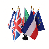 Drapeau de table portable en polyester imprimé en typographie miniature pour bureau, avec support magnétique
