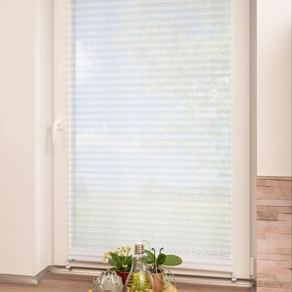 Smartop Burn Out Easy Fix Stone Pattern Translucent Soft Pleated Blinds