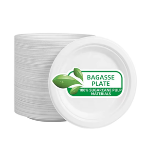 Gros 6 8.8 10 Pouces Jetables Biodégradables Sugracane Bagasse Matériel Rond Bohème Papier Plaques et Bols <span class=keywords><strong>Pizza</strong></span> Plaques - Product Image 1