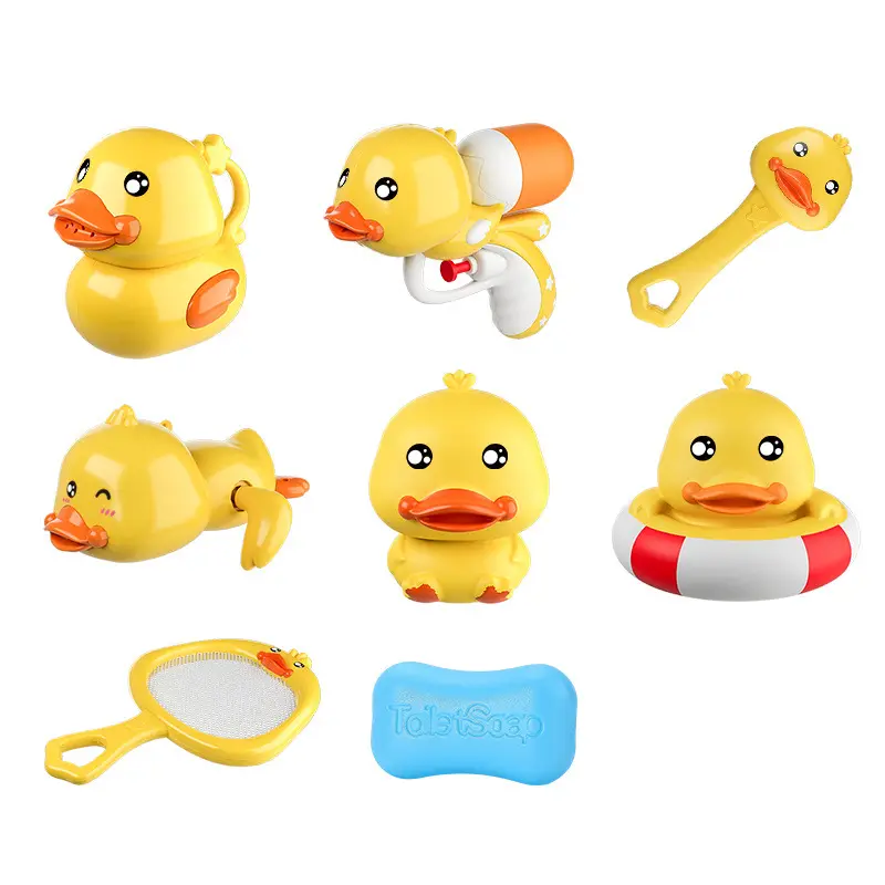2023 Hot Sale Baby Shower Toys Bathroom Water Gun Shower Little Yellow Duck Set Water Spray Toddler Bath Toys