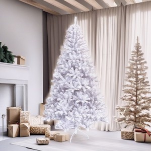 Trắng Sang Trọng PVC/Pe Thông Sợi Quang Cây Giáng Sinh Với Đầy Sao Phát Sáng Đèn Cho Bàn Bầu Không Môi - Product Image 1