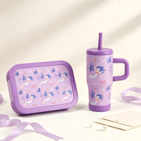 Ensemble de boîte à lunch pour enfants avec gobelet isotherme de 12 oz, boîte à bento en acier inoxydable de 1050 ml à 3 compartiments, ensemble cadeau scolaire pour enfants
