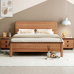 Cama de Plataforma de Madera Maciza de Alta Calidad, Estilo Moderno y Minimalista, para Dormitorio - Product Image 1
