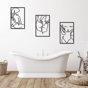 Art mural <span class=keywords><strong>minimaliste</strong></span> abstrait en métal pour <span class=keywords><strong>femme</strong></span>, <span class=keywords><strong>dessin</strong></span> au trait, décoration murale à une ligne, décoration murale à suspendre pour la maison - Product Image 2
