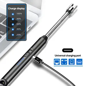 Popular 360 graus arco rotativo isqueiro USB ciclo recarregável longa alça windproof churrasco ao ar livre vela cozinha mais leve