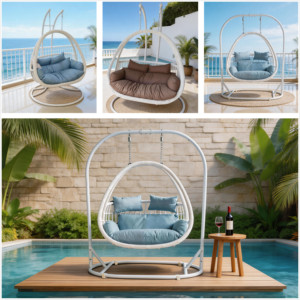 Professional Manufacturer: Architectural Double-Seater Hollow Rattan Chair <b>for</b> Luxury Resort & Commercial Project - OEM/ODM - Product Image 3