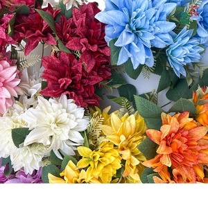 Fleurs artificielles de dahlias en soie, réalistes, pour décoration d'hôtel, style moderne, 7 têtes, 3 têtes, vente en gros, décoration intérieure - Product Image 1
