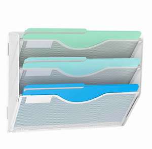 Wall <b>File</b> Organizer 3 Tier Hanging <b>File</b> Folder Organizer Vertical Mesh Metal Door/Wall Mount Hanging <b>File</b> Holder - Product Image 2