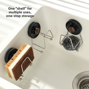 Suction Cup Sponge Drain Rack No-Drill Kitchen Cover Steel Wool Storage Wall-Mounted <b>Hook</b> <b>Shelf</b> Single - Product Image 3
