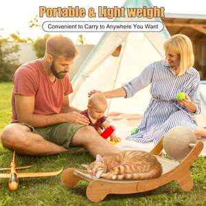 Legend Private Label <span class=keywords><strong>Cat</strong></span> <span class=keywords><strong>Mini</strong></span> Hamaca Silla de playa 3 en 1 <span class=keywords><strong>Cat</strong></span> Scratcher Lounge Cama de madera para mascotas con almohadilla de sisal extraíble y juguete - Product Image 4