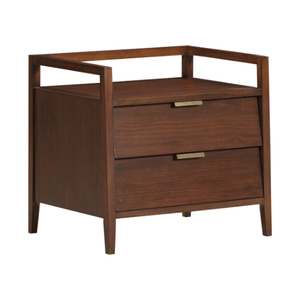 Mid Century Wooden <b>Bedside</b> Table With 2 Drawers, Modern Nightstand For Bedroom, Home <b>Storage</b> Furniture Cabinet - Product Image 4