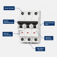 Disjoncteur miniature Wanbo-542 DZ47-63 Courbe C 6kA 400V 1P 2P 3P 4P MCB Interrupteur d'air Rail DIN Tableau de distribution