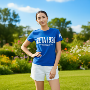 Camiseta Zeta 1920 para Mujer, Logotipo Personalizado, Algodón, Corte Casual de Verano, Talla Regular, Manga Corta, Cuello Redondo, Tejido Jersey Transpirable - Product Image 2