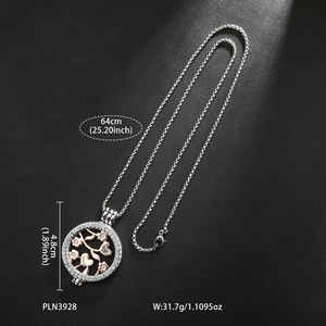 Collier en acier inoxydable avec motif cœur et fleur, serti pavé, pour femme, idéal comme cadeau - Product Image 3